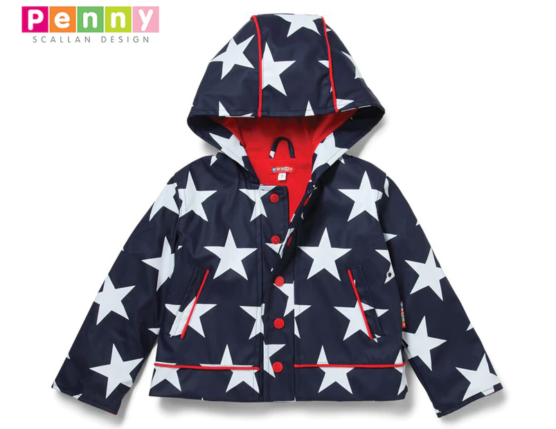 Penny Scallan Kids' Navy Star Raincoat - Navy/White