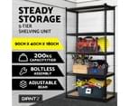 Giantz 0.9M 5-Shelves Steel Warehouse Shelving Racking Garage Storage Rack Black 2