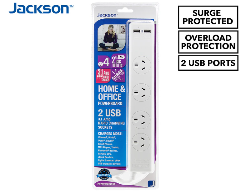 Jackson Rapid USB Charging Surge Protected Powerboard