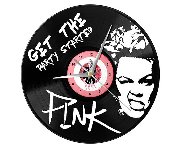 Pink 30cm Get The Party Started Vinyl Wall Clock