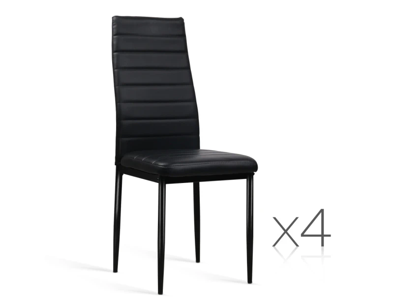 Artiss Set of 4 Dining Chairs PVC Leather - Black