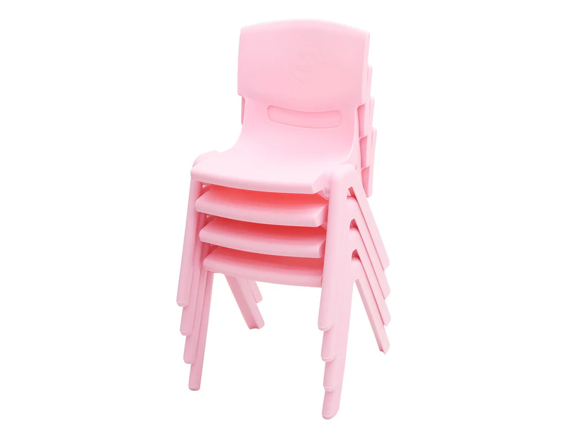 Set of 4 Kids Plastic Pink Chair Up to 100KG