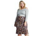 Lost Ink Women's Plus Size Spot Leopard Print Pencil Skirt - Multi