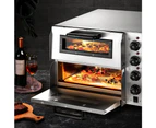 Devanti Electric 3KW Pizza Oven Maker Commercial Twin Deck Stone Stainless Steel