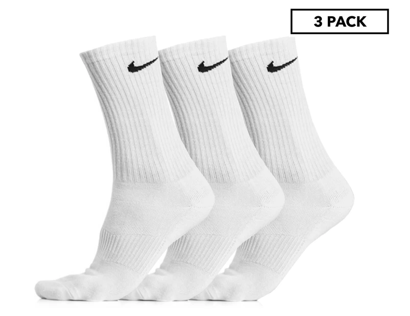Nike Men's Cotton Cushion Crew Socks 3 Pack - White