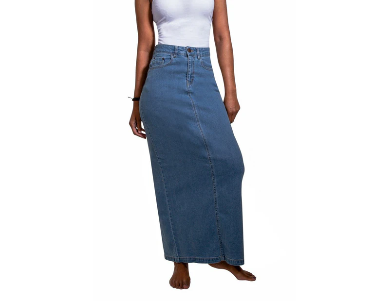 Womens Long Denim Skirt - 3 colours - Palewash