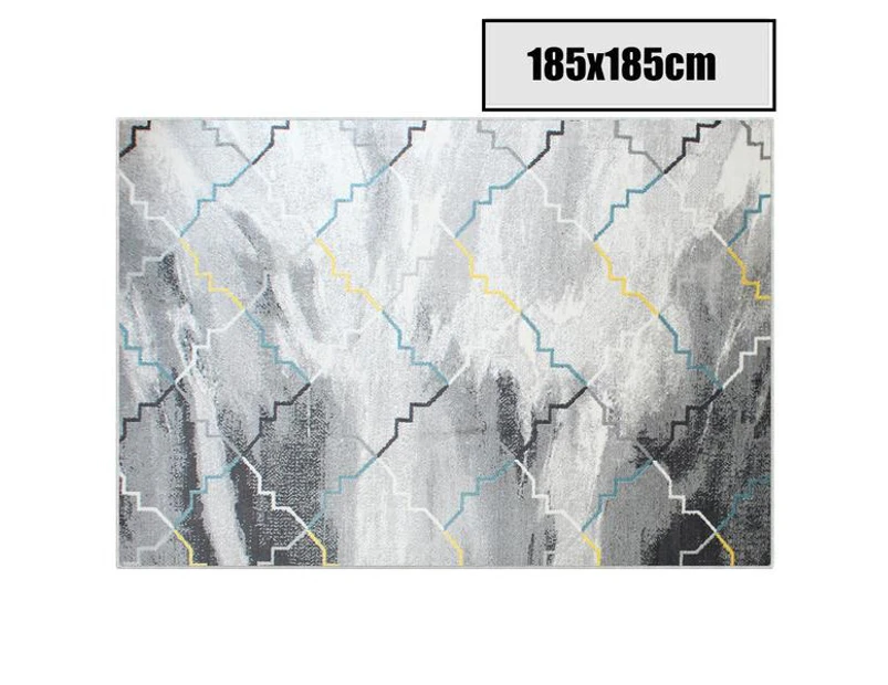 185x185cm Square Black Grey Color Pattern Floor Area Rug Large Carpet