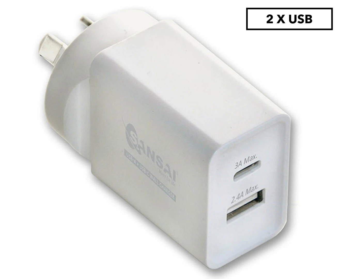 Sansai 20W PD Dual Type USB-C/USB-A Phone/Mobile Wall Charger Adapter Port Plug