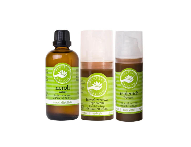 Perfect Potion-Neroli Water + Replenish Serum + Herbal Renewal Eye Cream Replenishing Combo