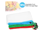 16Pcs Reusable Washable Vegetable Fruit Mesh Bags Storage Pouch with Drawstring Closure
