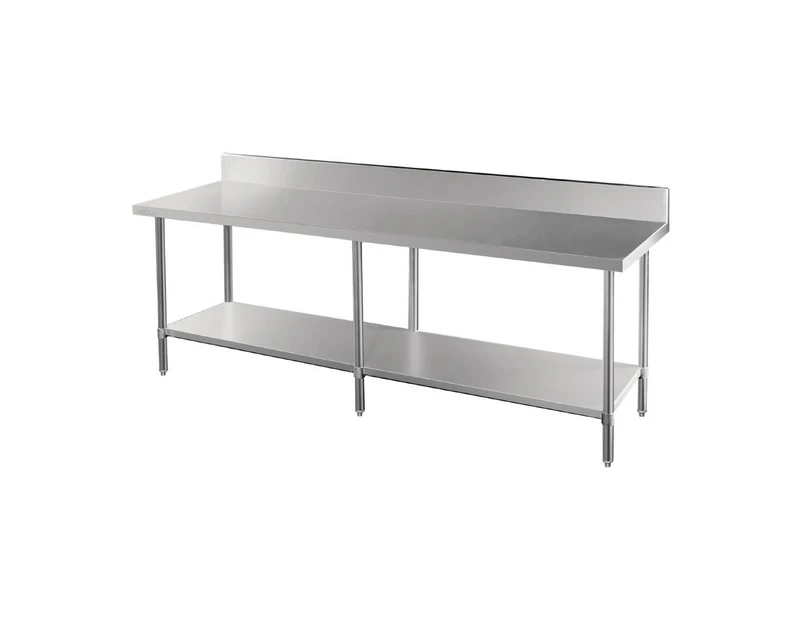 Vogue Premium Stainless Steel Table with Splashback 2400mm