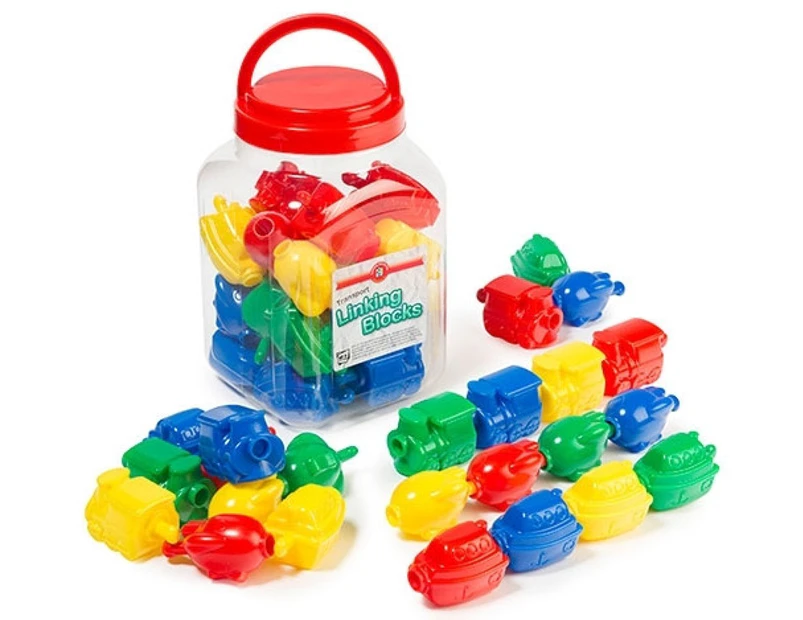 Learning Can Be Fun - Transport Linking Blocks (jar of 24)