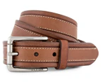 Tommy Hilfiger Men's Contrast Stitching Casual Leather Belt - Tan