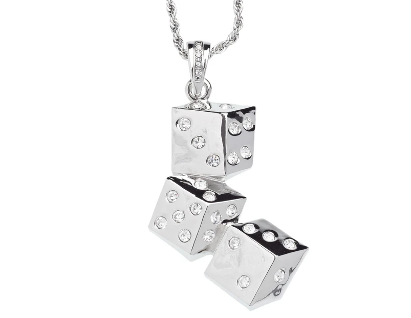 Iced Out DICES Bling Playa Chain - 3D STYLE - Silver