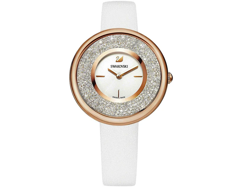 Swarovski Women's Crystalline 34Mm White Leather Band Quartz Watch 5376083