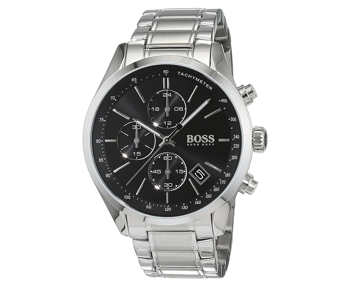 Hugo Boss Men's 44mm Grand Prix Analogue Chronograph Stainless Steel Watch - Black/Silver