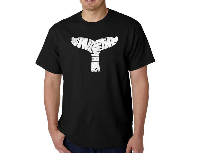 LA Pop Art Men's Word Art T-shirt - SAVE THE WHALES - Black