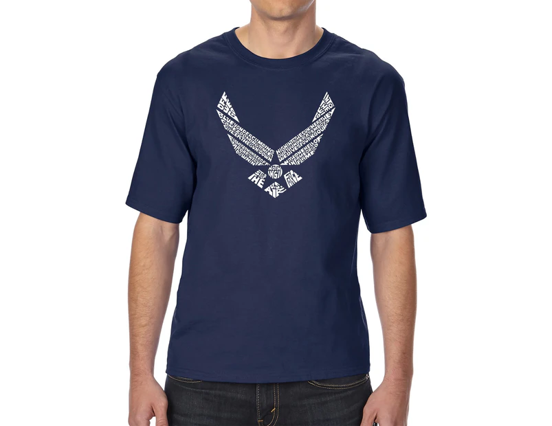 LA Pop Art Men's Tall and Long Word Art T-shirt - LYRICS TO THE AIR FORCE SONG - Navy