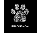 LA Pop Art Men's Raglan Baseball Word Art T-shirt - Rescue Mom - Black / White