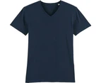 greenT Mens Organic Cotton Presenter Casual V Neck T Shirt - French Navy
