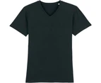 greenT Mens Organic Cotton Presenter Casual V Neck T Shirt - Black
