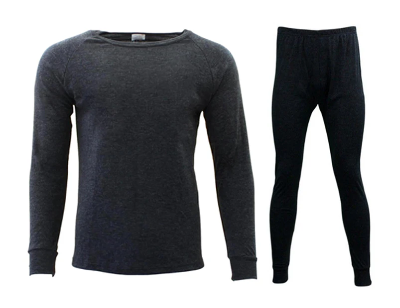 2pc set Mens Merino Wool Top Pants Thermal Leggings Long Johns Underwear - Men's Set - Black