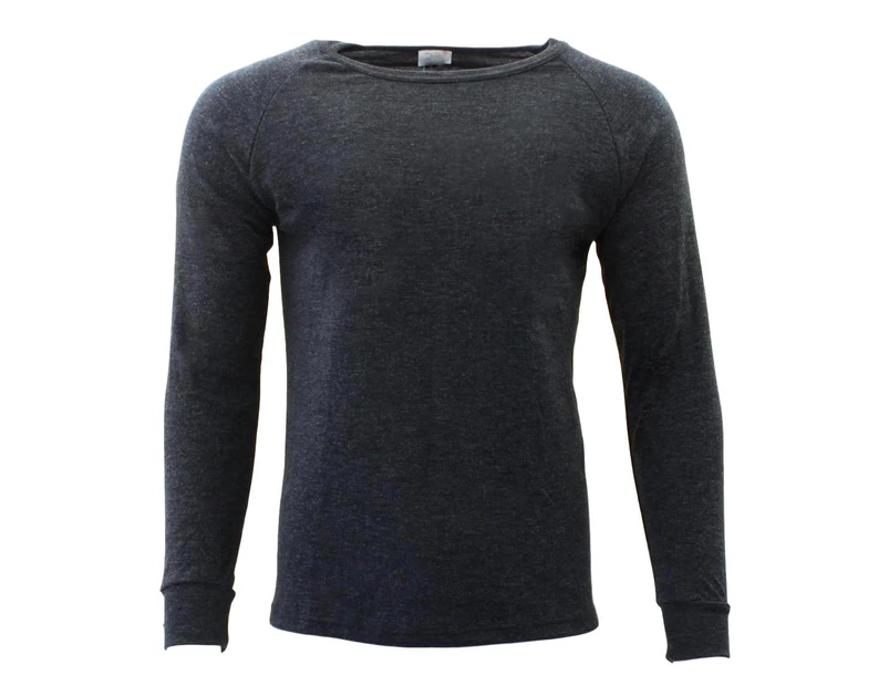 Men's Merino Wool Blend Long Sleeve Thermal Top  Underwear S-2XL - Men's Top - Black