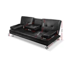 Artiss Sofa Bed Lounge Futon Couch Leather 3 Seater Cup Holder Recliner