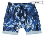 Bonds Boys' Toughie Shorts - Blue Fern Print