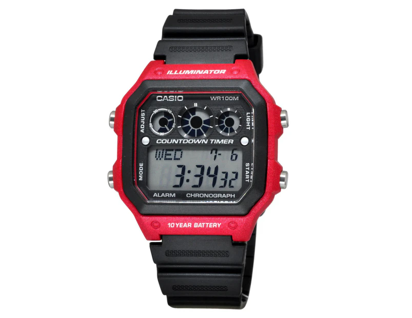 Casio Men's 38mm Sports Watch - Black/Red