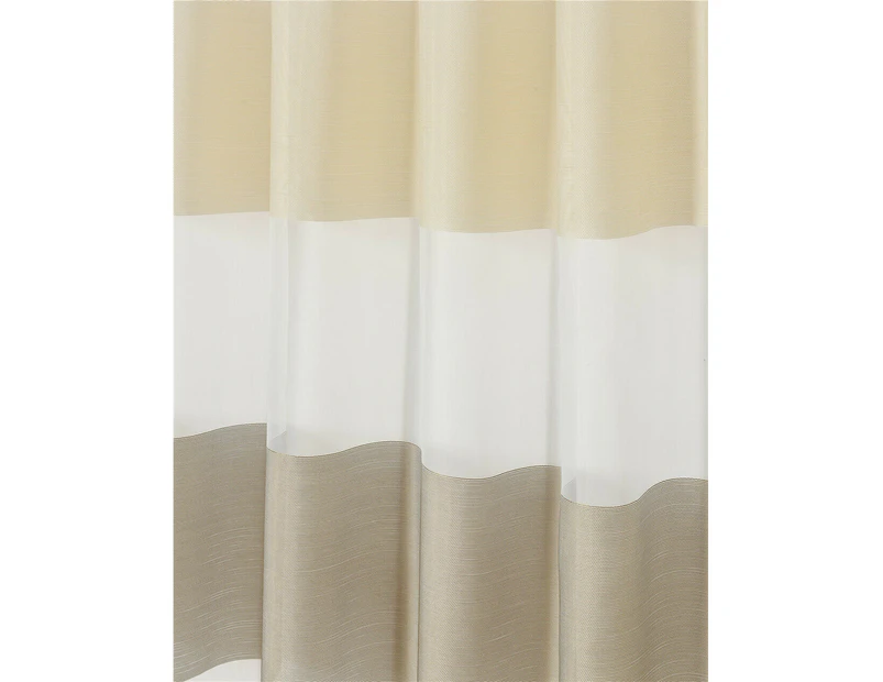 Modern Elegent Beige Stripe Eyelet Curtain 2 Curtains