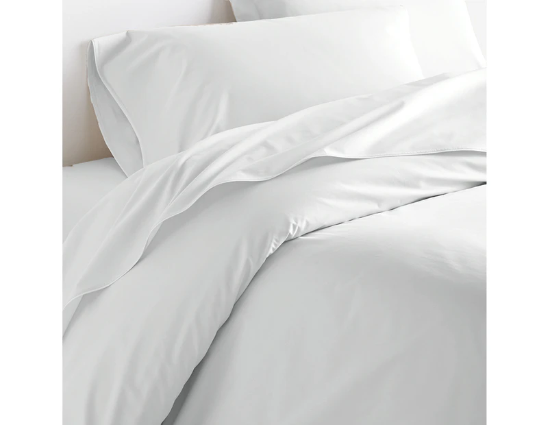 Balmain 1000 Thread Count Hotel Grade Bamboo Cotton Quilt Cover Pillowcases Set - Queen - White