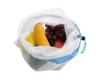 15pcs 3 Sized Drawstring Mesh Bags Reusable Sundries Toy Fruit Vegetable Storage Punch