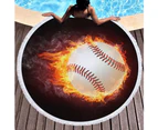 Volleyball&Fire on Multipurpose Quick Dry Sand Proof Round Beach Towel 40012-2