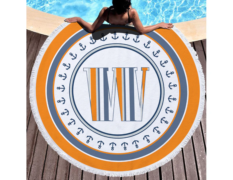 Creative Letter "W" on Multipurpose Quick Dry Sand Proof Round Beach Towel 40010-20