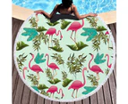 Leaves&Flamingos on Multipurpose Quick Dry Sand Proof Round Beach Towel 40002-29