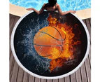 Basketball&Fire on Multipurpose Quick Dry Sand Proof Round Beach Towel 40012-11