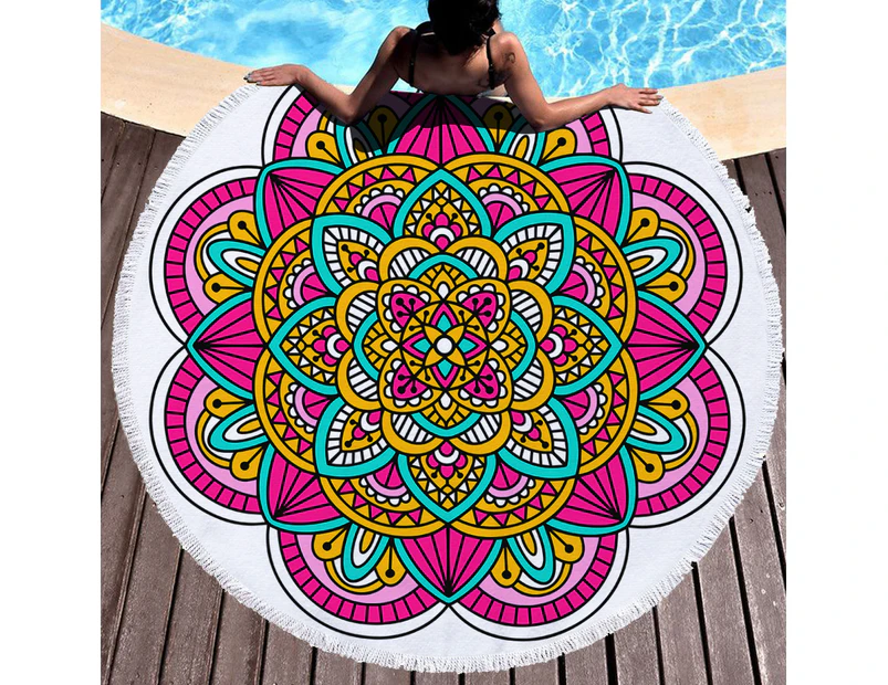 Classic Colored Kaleidoscope on Multipurpose Quick Dry Sand Proof Round Beach Towel 40007-16