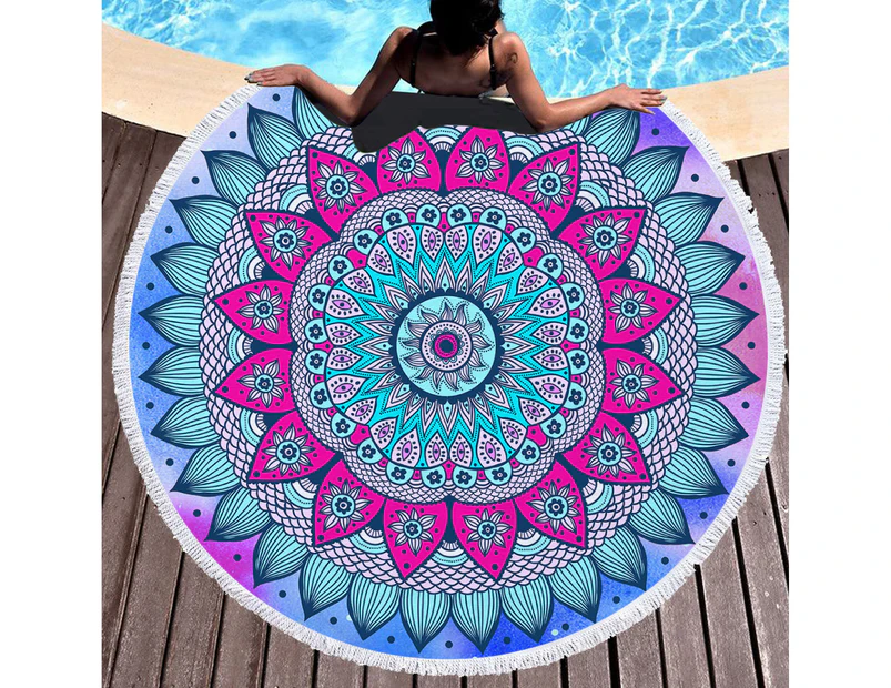 Classic Colored Kaleidoscope on Multipurpose Quick Dry Sand Proof Round Beach Towel 40001-7