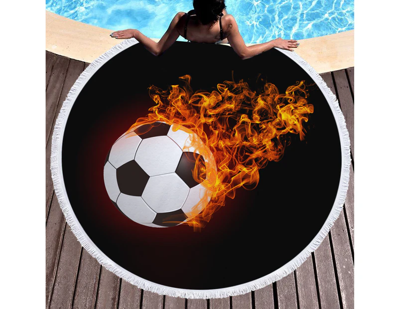 Soccer&Fire on Multipurpose Quick Dry Sand Proof Round Beach Towel 40012-9
