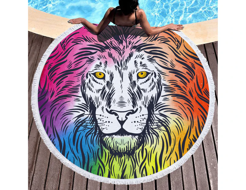 A Lion on Multipurpose Quick Dry Sand Proof Round Beach Towel 40013-5