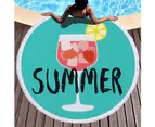 "Summer"& a Cup on Multipurpose Quick Dry Sand Proof Round Beach Towel 40016-8