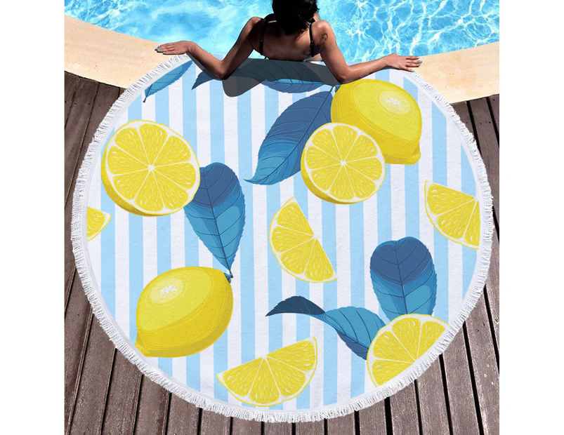 Lemons on Multipurpose Quick Dry Sand Proof Round Beach Towel 40016-28