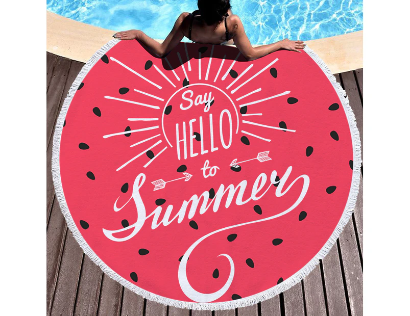 "Hello Summer" on Multipurpose Quick Dry Sand Proof Round Beach Towel 40008-11
