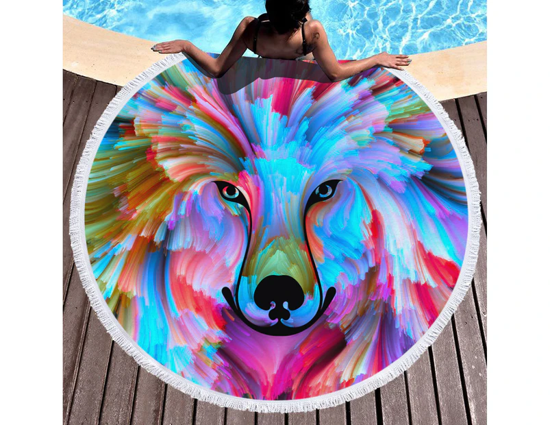 A Lion on Multipurpose Quick Dry Sand Proof Round Beach Towel 40013-12