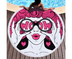 Cartoon Girl on Multipurpose Quick Dry Sand Proof Round Beach Towel 40018-6