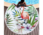Tropical Leaves&Flamingos on Multipurpose Quick Dry Sand Proof Round Beach Towel 40002-8