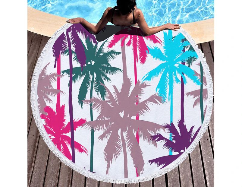 Coconut Trees on Multipurpose Quick Dry Sand Proof Round Beach Towel 40009-14