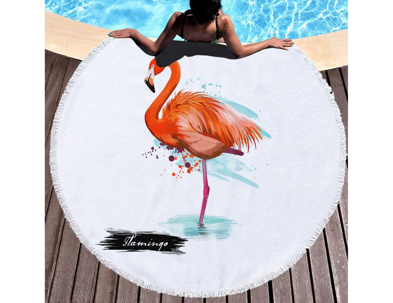 Flamingos on Multipurpose Quick Dry Sand Proof Round Beach Towel 40003-3