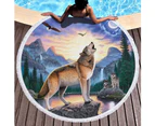 Wolves on Multipurpose Quick Dry Sand Proof Round Beach Towel 40021-12